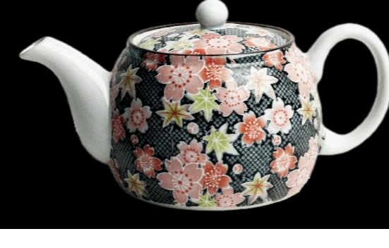 Tea set Flower pattern black 600 ml