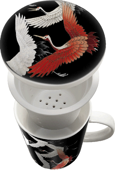 Tea mug with filter Crane black Ø9,5 cm | H11 cm