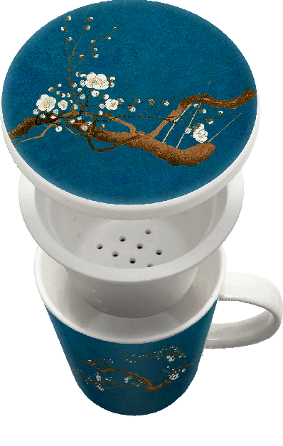 Tea mug with filter Magnolia blue Ø9,5 cm | H11 cm