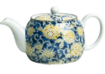 Tea set Flower pattern blue yellow 600 ml