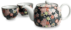 Tea set Flower pattern black 600 ml