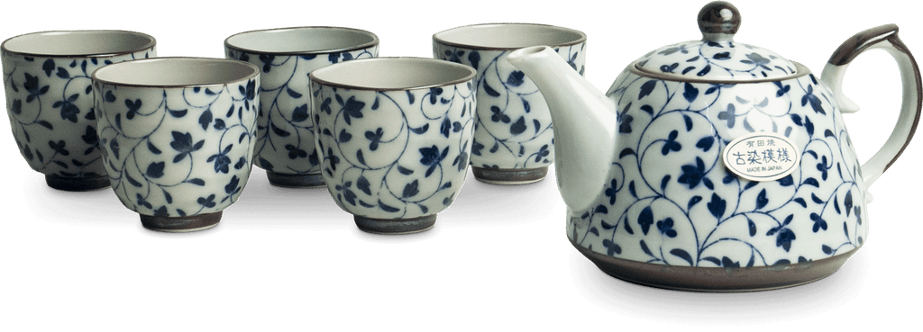 Tea set Flower pattern blue 600 ml