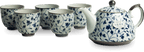 Tea set Flower pattern blue 600 ml