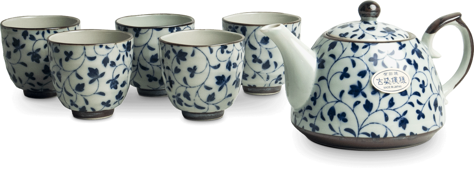 Tea set Flower pattern blue 600 ml