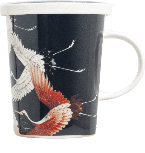 Tea mug with filter Crane black Ø9,5 cm | H11 cm