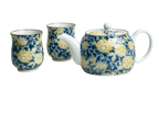 Tea set Flower pattern blue yellow 600 ml